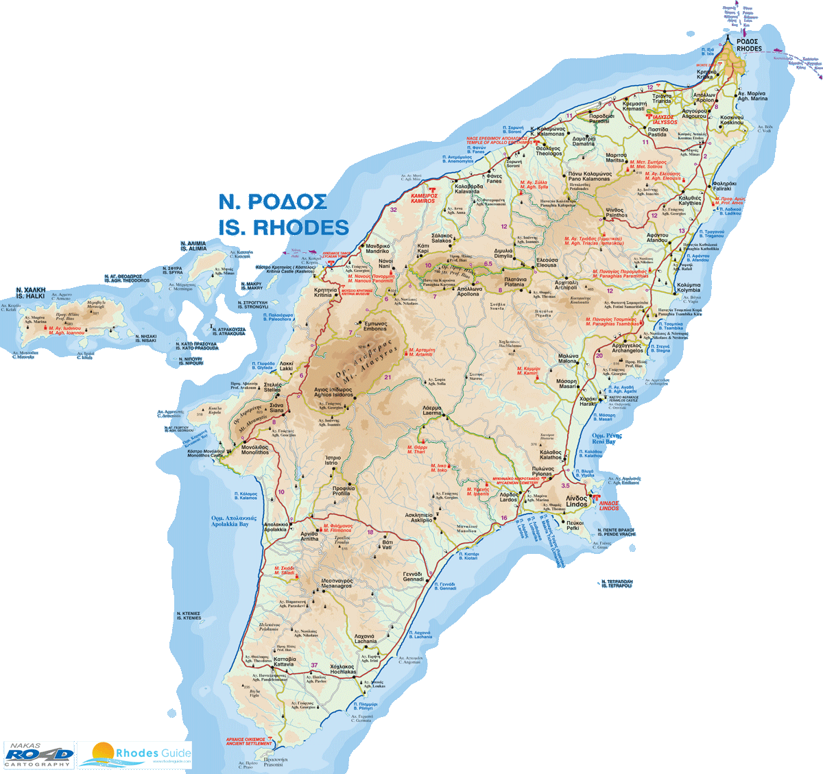 Map of Rhodes Greece